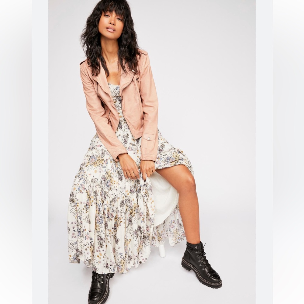 FREE PEOPLE FALL IN LOVE FLORAL BOHO MAXI DRESS SIZE 6 IVORY RARE